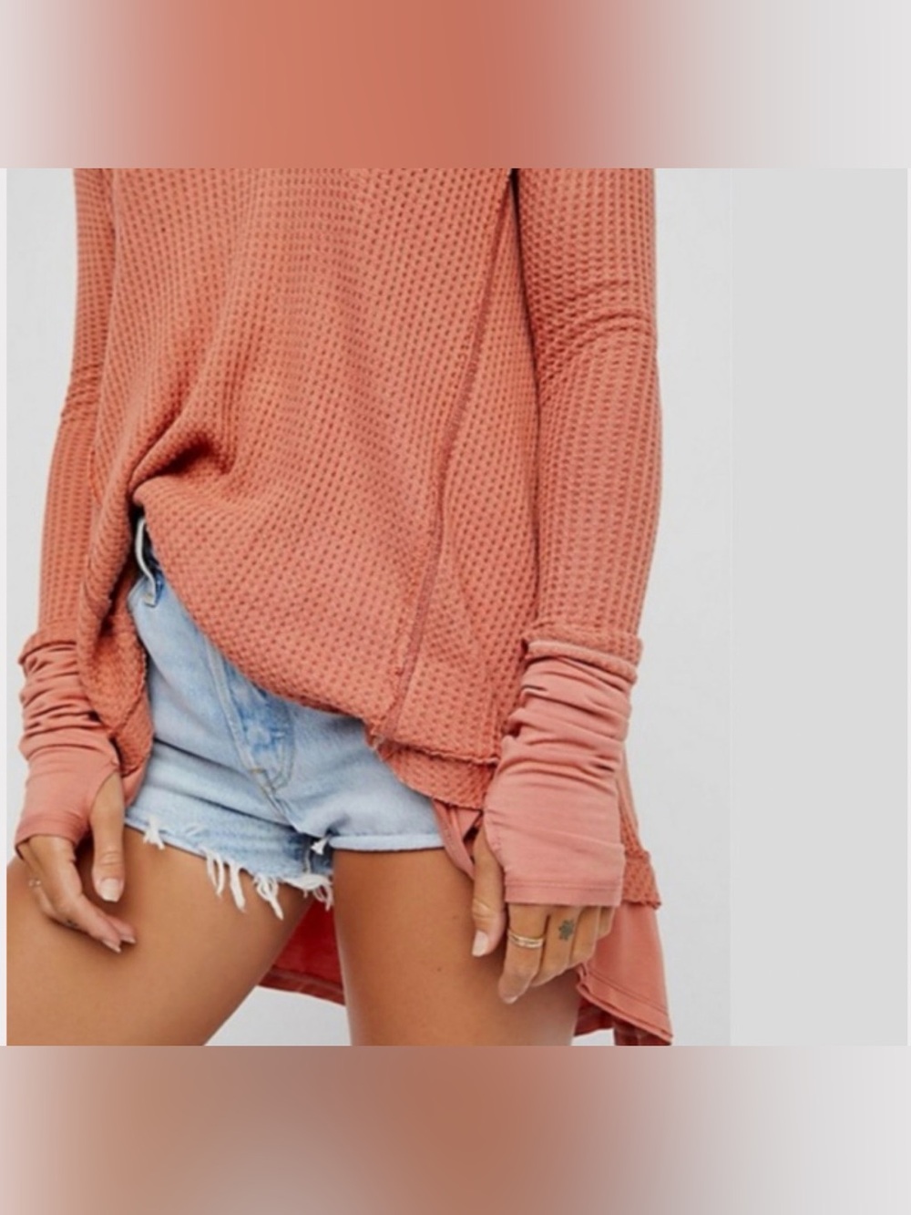 Free People Laguna Waffle Knit Thermal Oversized Boho